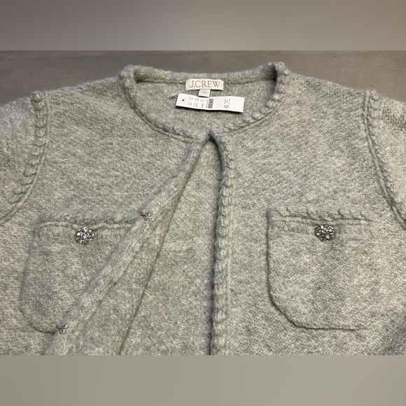 J.Crew Womens Size XL Sweater Preppy Stylish Gray Cardigan Wool Blend New - Picture 2 of 12